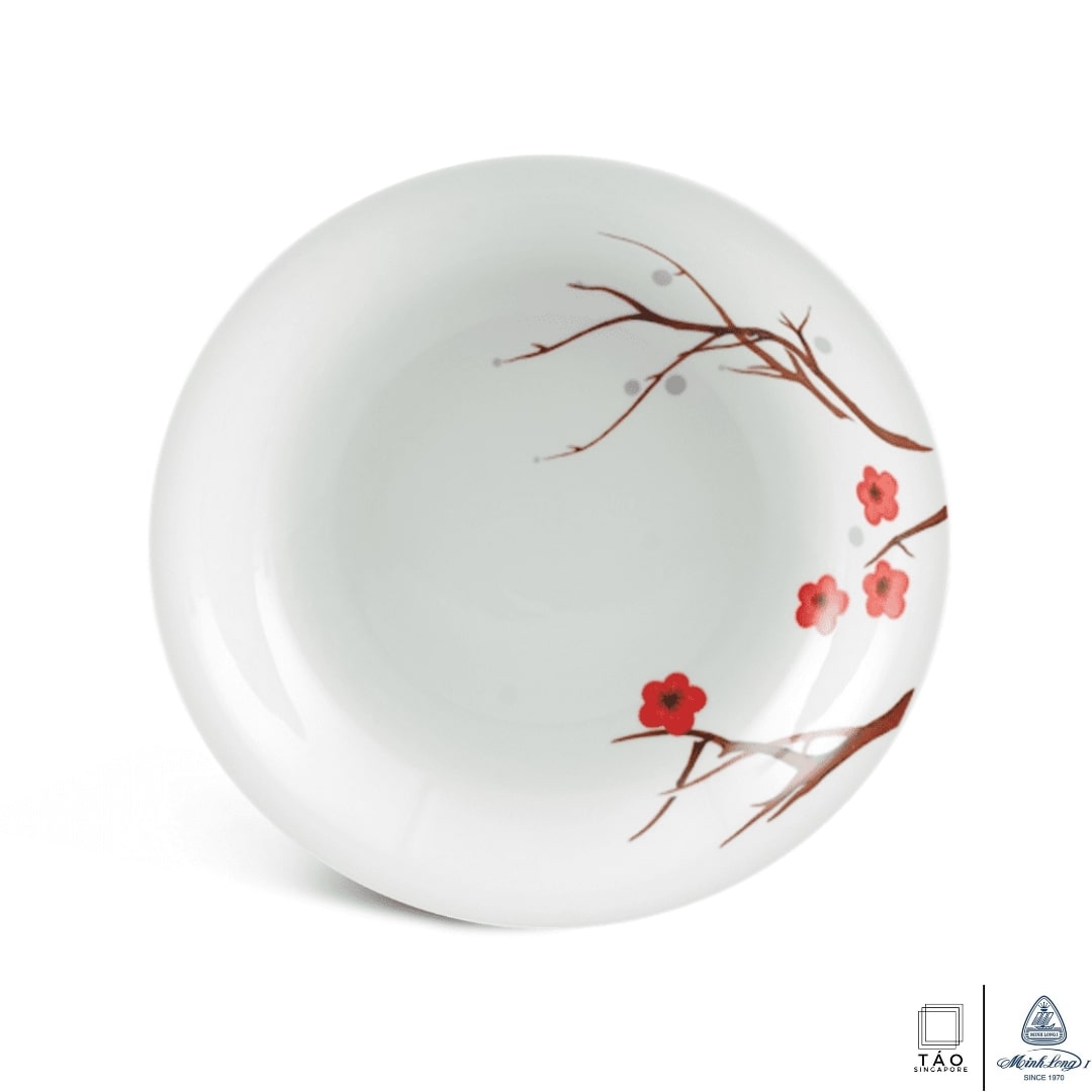 Pink Ochna: Deep Soup Plate 23cm (Minh Long I)