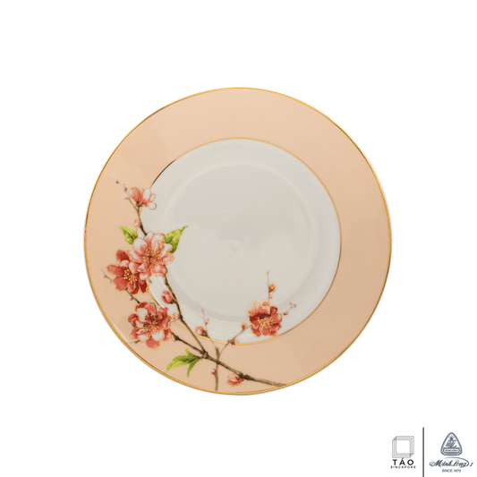 Pink Floral: Porcelain Flat Round Plate 20cm (Minh Long I)