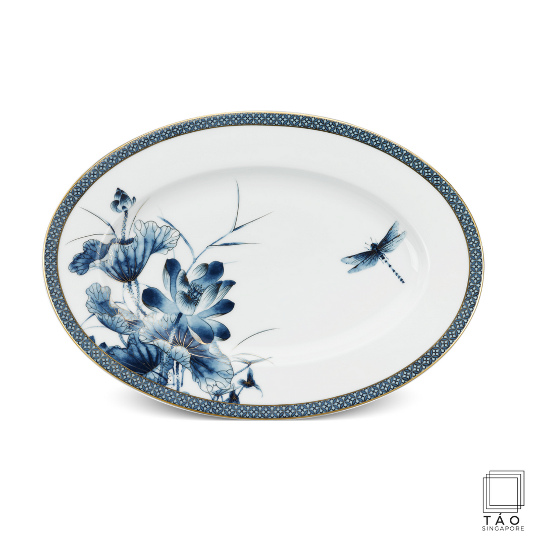 Golden Lotus: Oval Plate (37cm) (4802815524964)